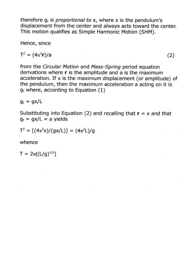 Period Of A Pendulum Equation Talkchannels Shm Pendulum Motion Period Equation Derivation